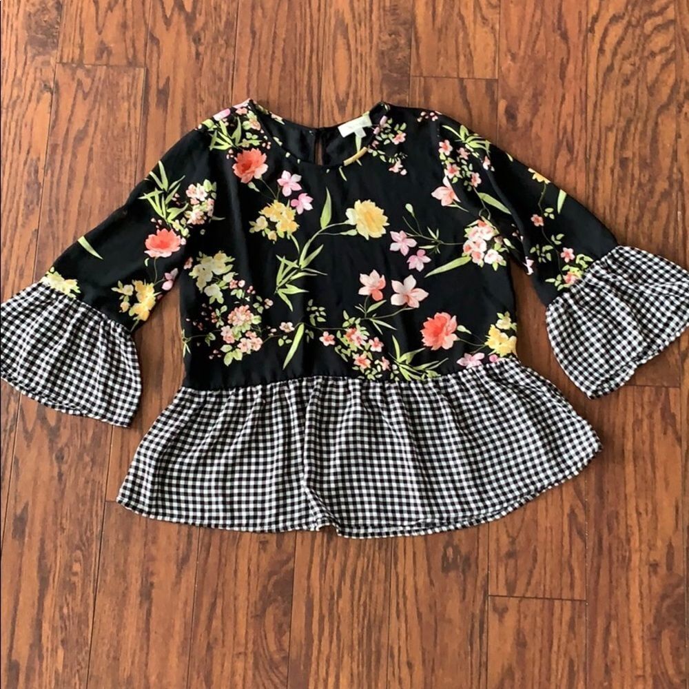 Chenault boho mixed media blouse. Medium